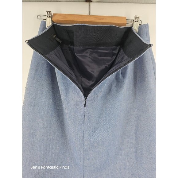 J.Crew 100% Cotton Chambray Scalloped Hem Grommet Bottom Pencil Skirt 8 - Picture 5 of 9